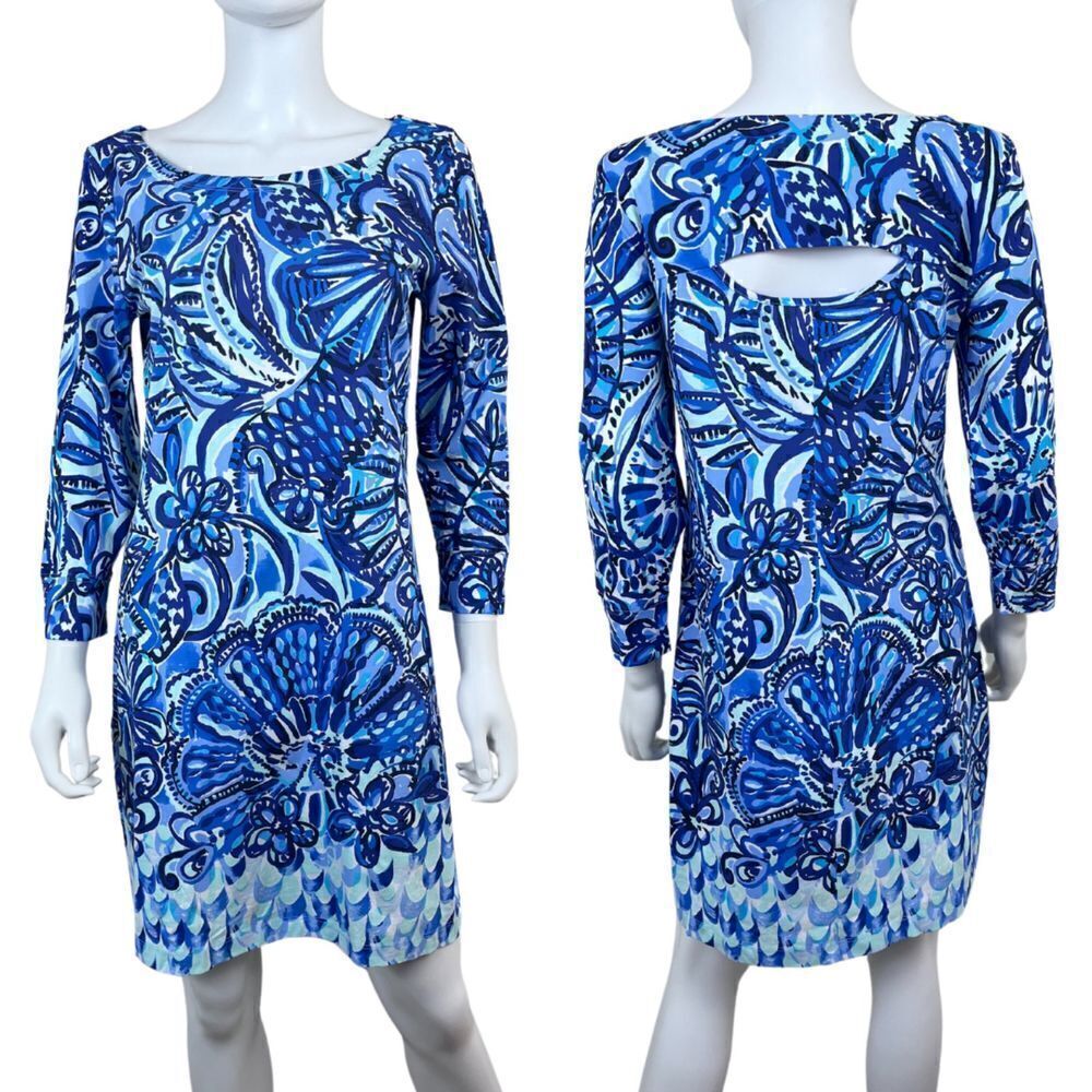 Lilly Pulitzer Hollee Women Size M Blue Cotton Pullover Shirt NEW Shift Dress